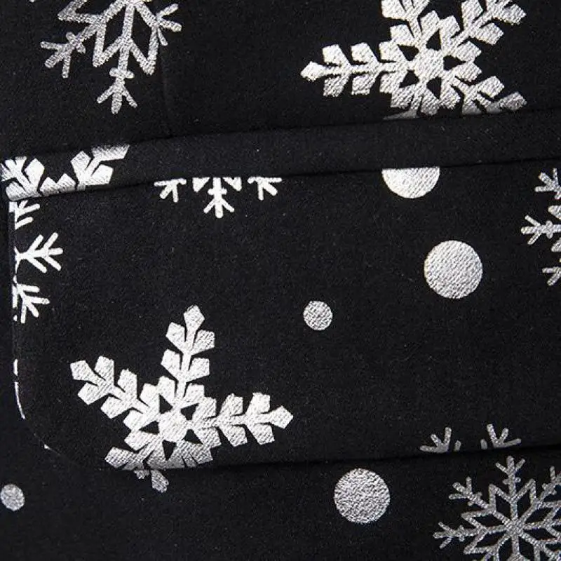 Snow Print Suit Christmas Pattern Mens Blazer Jacket Flat Barge Collar Mens Fashionmen's Gothic fashion Party Blazer Men Clothes