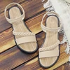 Women Casual Ankle Buckle Sandals Rome Style Shoes Summer Fashion Flock Woven Open Toe Narrow Band Flat Beach Sandals 3