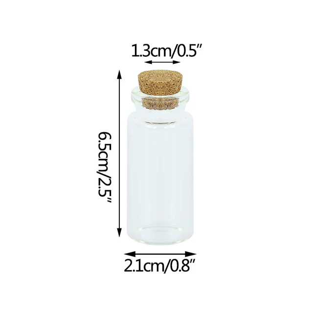 Mini botellas de vidrio de bayoneta con corcho, transparentes, de deseos,  DY, 12x28x6mm, 100 unidades, 1,4 ml - AliExpress