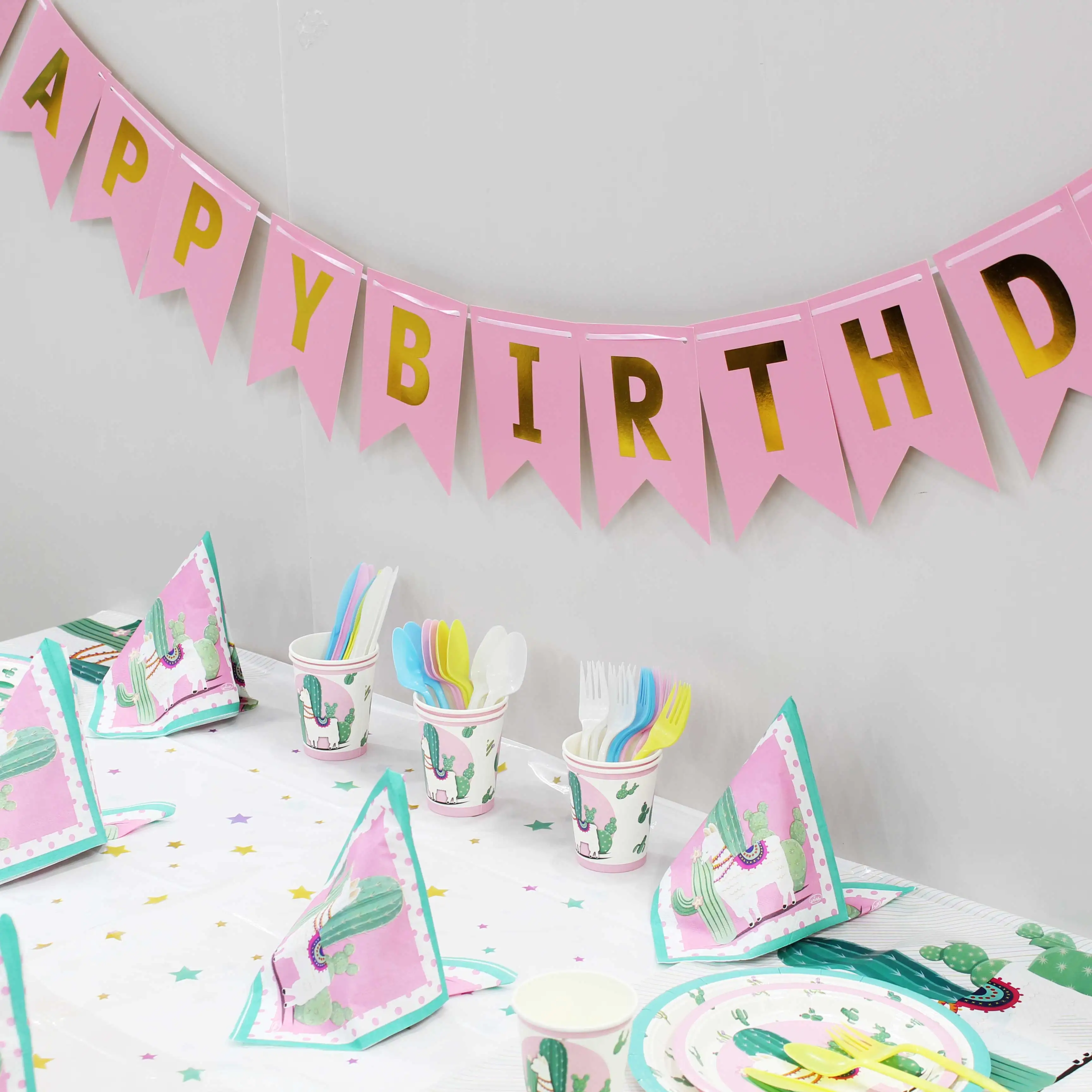 Вечерние Pull Flag 1 шт Llama бронзовая пудра Fag Baby Shower тематическая вечеринка на день рождения семья Свадебные украшения детей