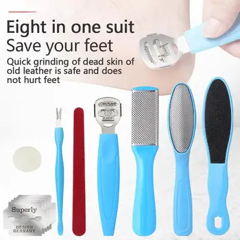 

8Pcs/Set Manicure Foot Care File Set Dead Hard Skin Callus Remover Scraper Pedicure Rasp Tools Feet Care Tool Kit Stainless tool