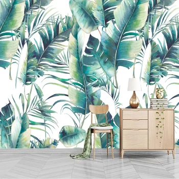

Custom Mural Wallpaper Retro 3D Banana Leaves Wall Painting Living Room TV Sofa Bedroom Home Decor Modern Simple Art Wallpapers