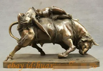 

YM 308 Chinese Truss Belle On Bull Ox Bullfight Statue Art Animals Sculpture