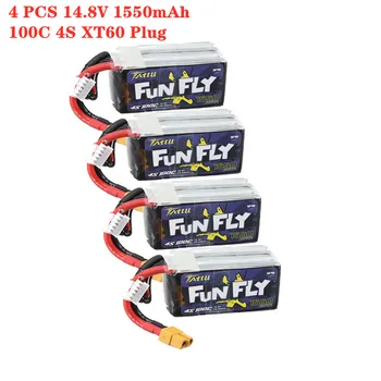 

4PCS TATTU 14.8V 1550mAh 100C 4S XT60 Plug Lipo Battery for Emax HAWK 5 FPV Racing Drone RC Parts Quadcopter Multirotor Accs