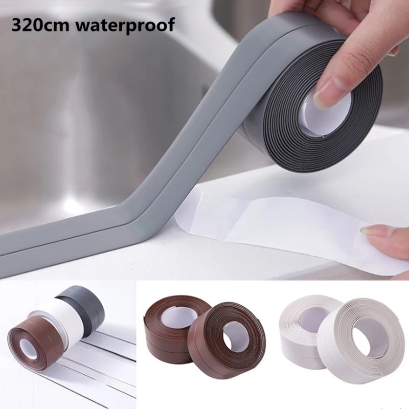 320X2.2CM/320X3.8CM Bathroom Shower Sink Sealing Tape Filling Waterproof Mildew Moisture Self-adhesive Wall Sticker Kitchen | Дом и сад