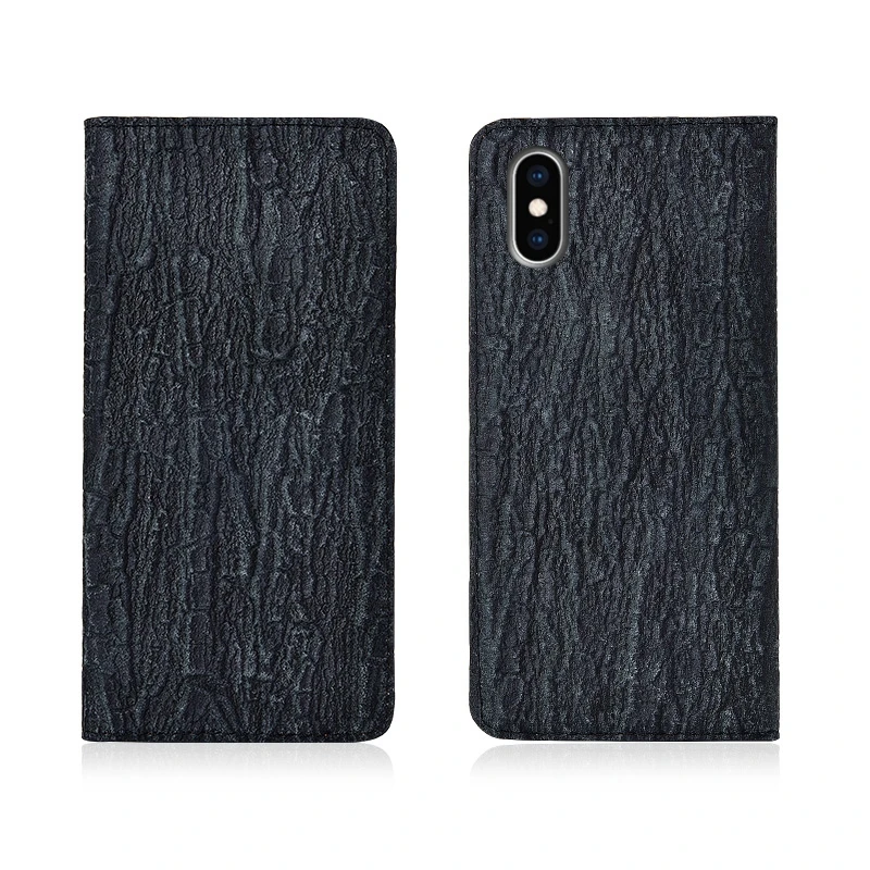  Luxury Bark Pattern Genuine Leather Magnetic Flip Phone Case For Apple iPhone XS Max/iPhone XS Phon