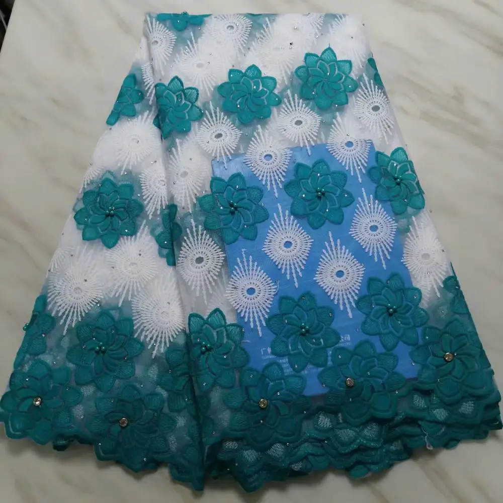 Королевская Синяя африканская кружевная ткань высокое качество кружевная вышивка с бисером нигерийская кружевная ткань Франция сетка тюль кружево для платья - Цвет: 27
