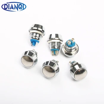 

12mm metal push botton waterproof nickel plated brass domed push button switch 1NO momentary reset screw terminal Pin terminal