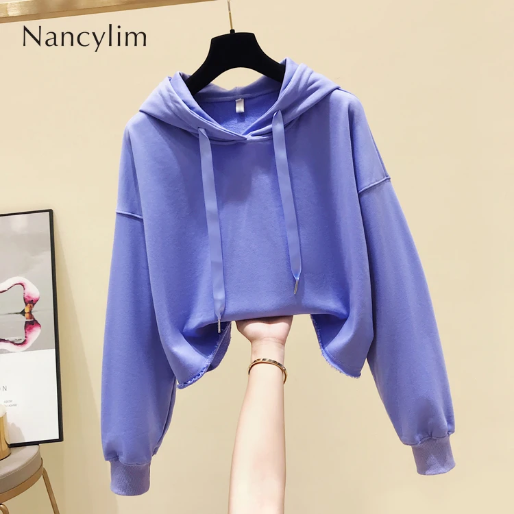 

2019 Autumn New Pure Color Short Hat Guard Shirt Women Loose Sweatshirt Student's Oversized Jacket Pull Sudaderas Para Mujer