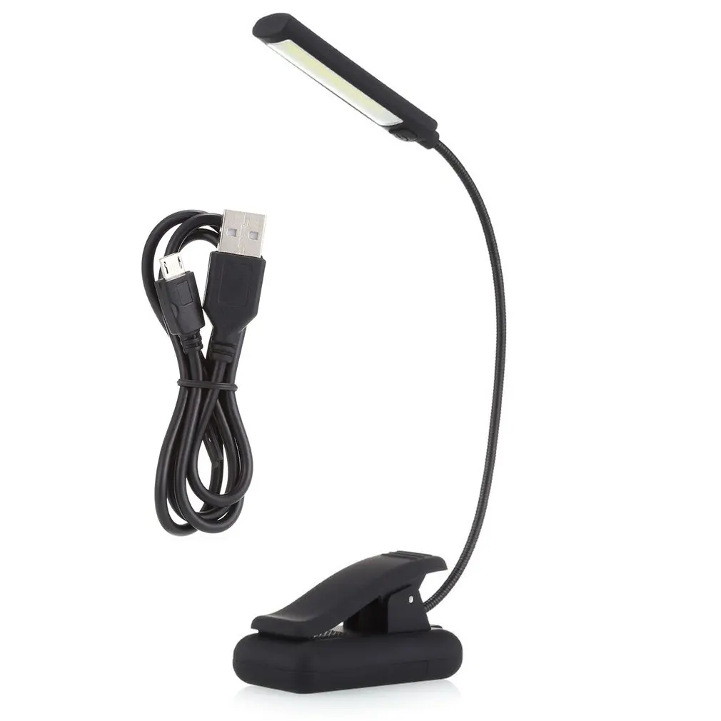 

USB Battery Clip On Book Reading LED Light 6W COB Flexible Arm Stand Lamp For Laptop Notebook Working Portable Night Light