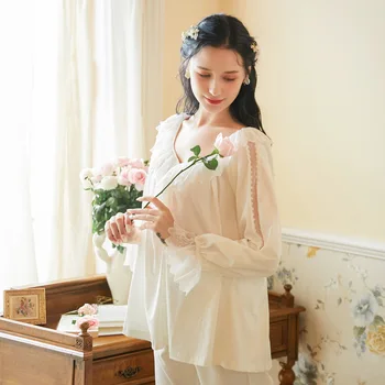 

Fast Shipping Cotton Women's Pajamas Set Autumn Winter Pyjamas Solid Sleepwear Home Clothes For Women Sexy Lingerie