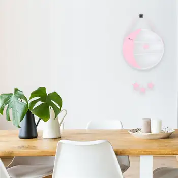 

Household Wall Storage Rack Organizer Moon Design Round Shape Storage Shelf Photo Props Wall Decor for Living Room Bedroom