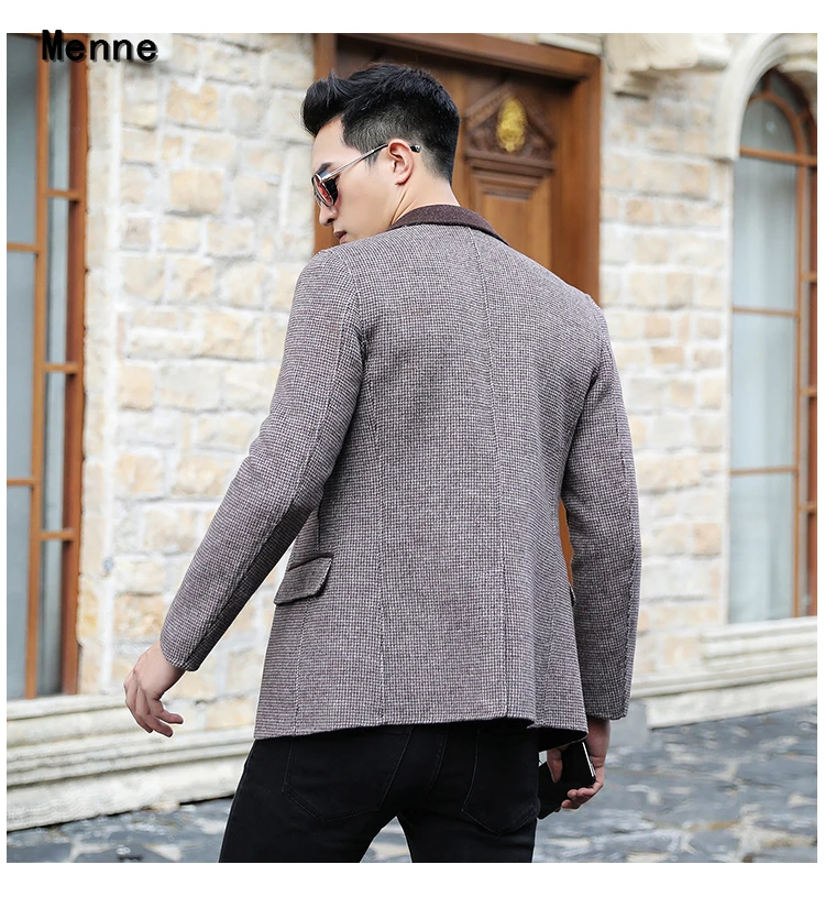Menne winter jacket Autumn and winter handmade double-faced cashmere coat men's suit short style woolen coat British trench coat