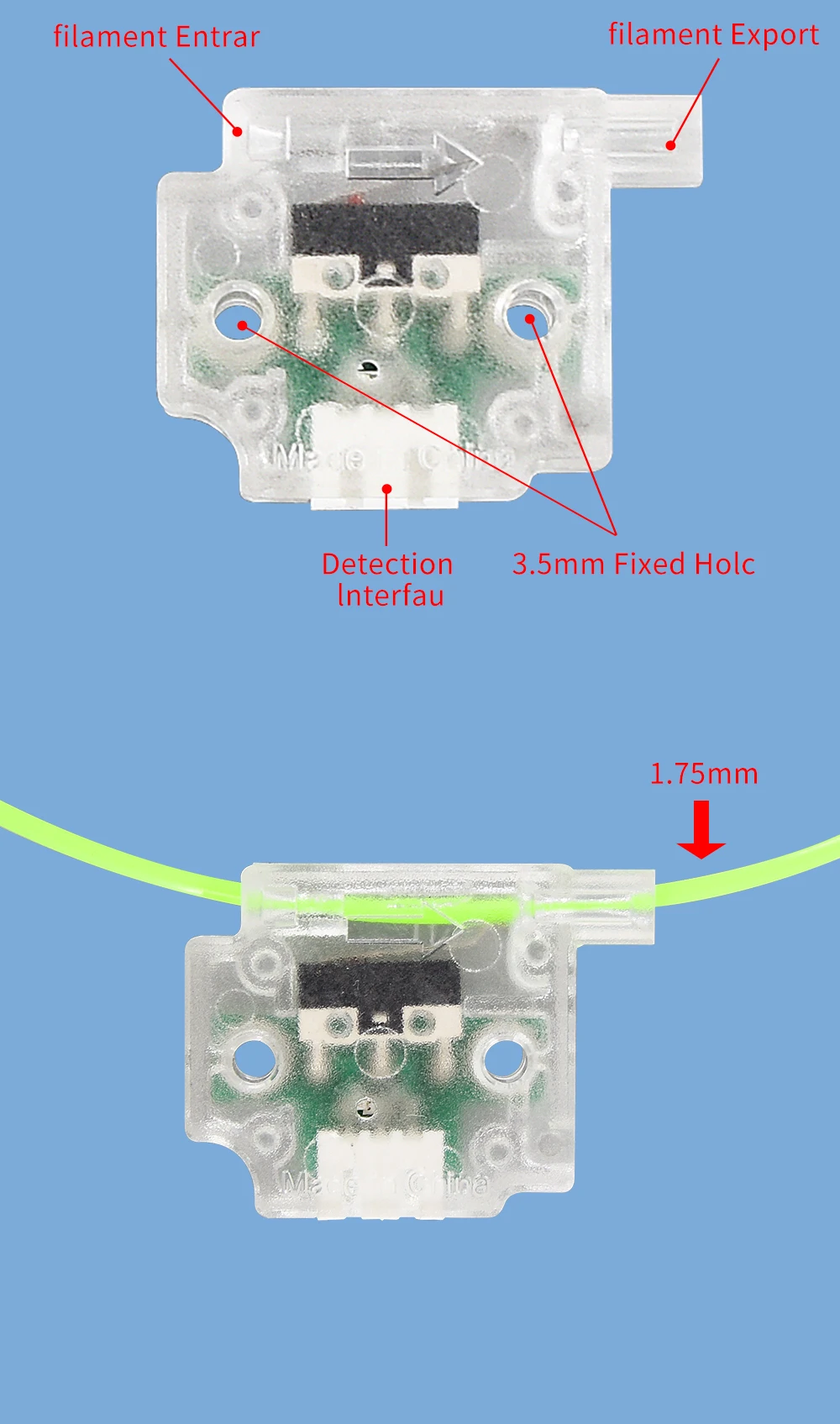 Détecteur de rupture de Filament d’imprimante 3D, avec câble de 1M