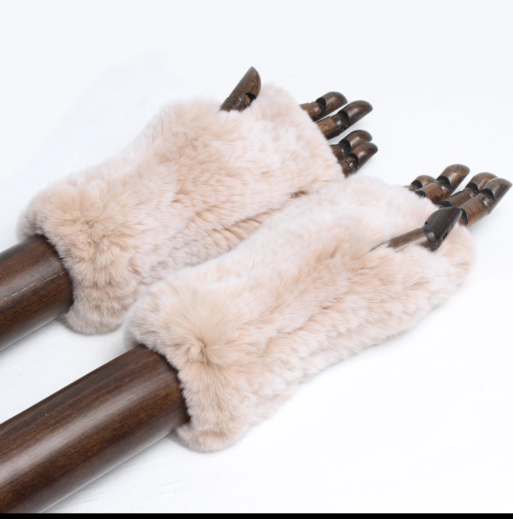 Новая мода зима Настоящий мех кролика перчатки леди вязанные из натурального меха кролика рекс варежки Хорошие эластичные теплые перчатки из натурального меха