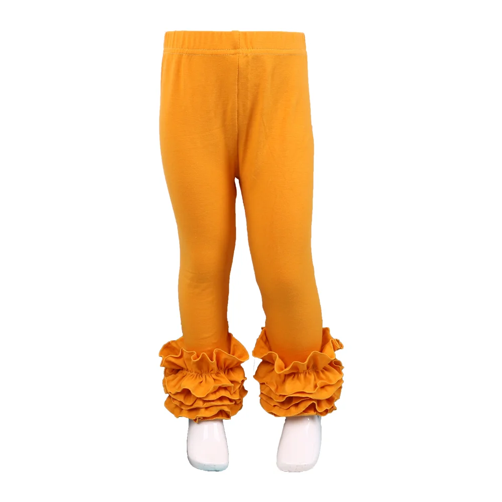 yellow Джинсовые Леггинсы с оборками для девочек, Длинные эксклюзивные штаны, одежда для малышей, хлопковые штаны с эластичной резинкой на талии для девочек, полная длина - Цвет: yellow