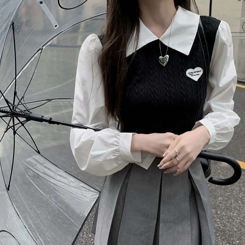 Милый модный женский костюм в острым стиле новинка 2021 Вязаный топ из двух частей