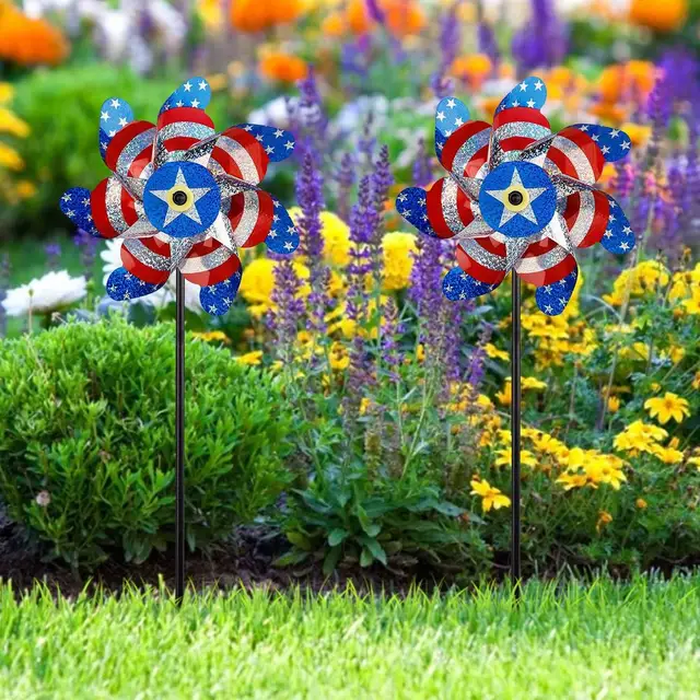 Madárréspleller Pinwheel Usa Zászló Reflektív Pinkerék Forgó Madár Ijesztő Szélmalom Kert Kültéri Dekorációs Kiegészítők - Image 2