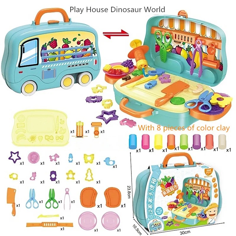 Дети Динозавр мир динозавр цвет Glay чемоданы игрушки DIY фрукты и овощи Пластилин инструмент цвет Glay игрушка игровой дом игрушка
