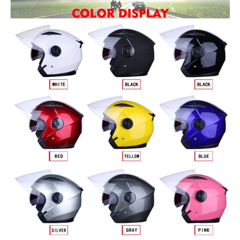 H7aa87a6d2be44e7db8cf896c37decbf4d Helmet Scooter Electric Motorbike Motor Van Men Women Vintage Double Visor Helmets Suitable for Four Seasons M-XL Mallzona