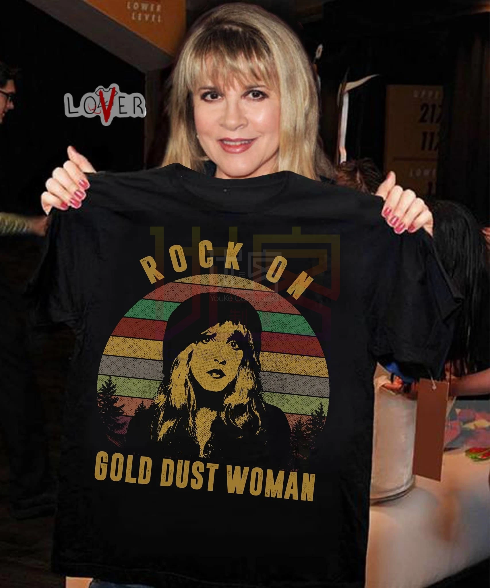 Stevie Nicks Rock On Gold Dust Женская винтажная рубашка удивительный короткий рукав