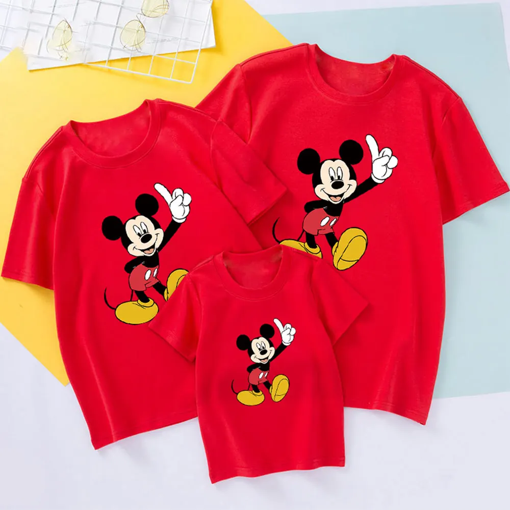 Padre e Hijo coincidencia de camisetas ropa para bebé (niño o niña) mamá y mí ropa Mickey Minnie de verano mamá y Bebé Ropa