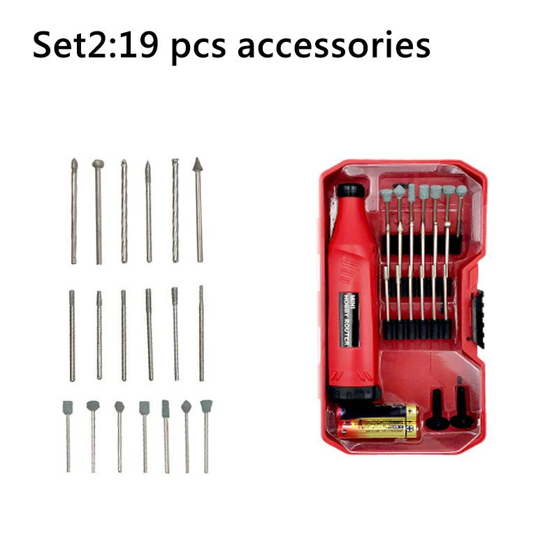 PSD-006-SET2 Мини электрическая мельница батарея 3 В Электрическая дрель гравировальная ручка шлифовальный станок Мини дрель DIY дрель портативная 10 шт. или 19 шт. Набор для дома diy - Цвет: PSD-006-SET2