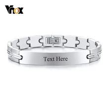 Vnox браслеты из нержавеющей стали с цепочкой для мужчин 9 мм идентификационная бирка гравировка имя Дата любовь логотип pulseira masculina 8,46"