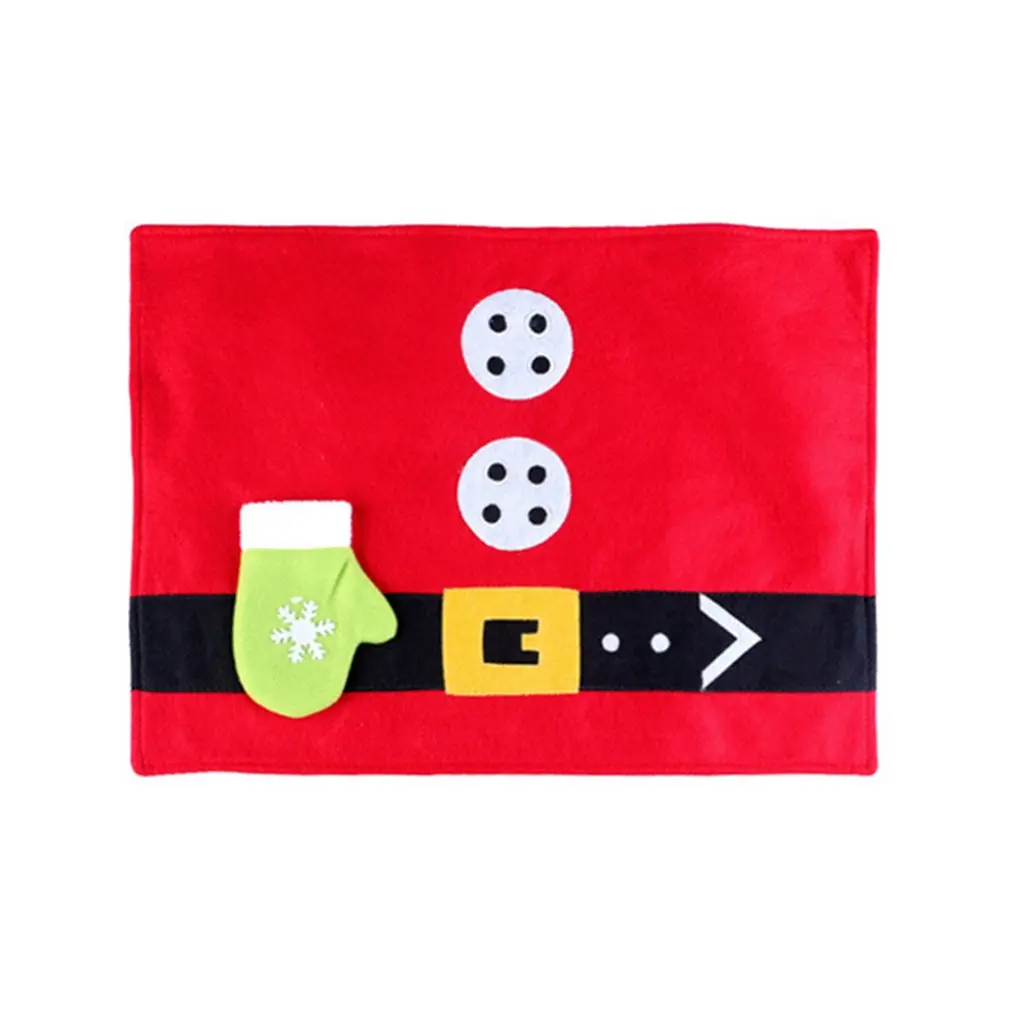 

Christmas Table Mats With Snow Gloves Green Bag For Knife Fork Spoon Home Tableware Supplies Napkins Cloth Desktop Decorations