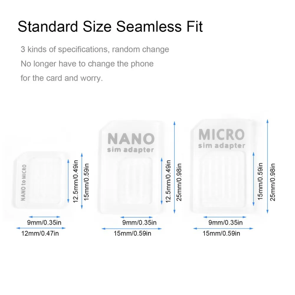 Черный 3 в 1 Nano Sim адаптер+ Micro Sim адаптер+ Nano к Micro адаптер с иглой для мобильных устройств
