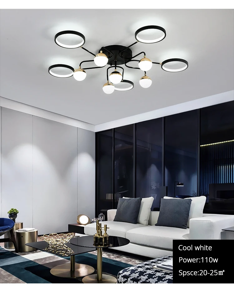 Nordic Modern Black Led Chandeliers Simplicity for Home Living Room Dining Table Loft Dining Room Restaurant Indoor Lighting crystal ceiling lights