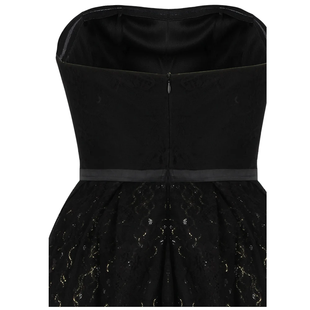 Angel-fashions женское кружевное бальное платье без бретелек А-силуэта из тюля винтажное короткое коктейльное платье черное J-190905-S