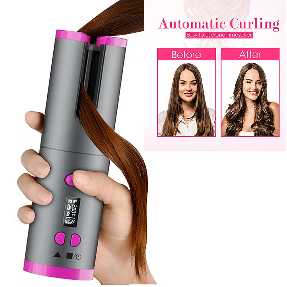 Auto Hair Curlers Waves Intelligent Cordless Automatic Curler Roller Rechargeable Wand Curling Iron For Tools | Красота и здоровье