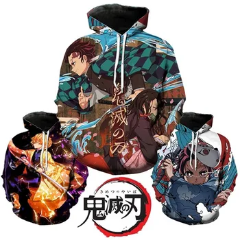 

Anime Demon Slayer Kimetsu no Yaiba Kamado Tanjirou 3D Printing Hooded Sweatshirts men women Pullover sweater Cosplay Costume