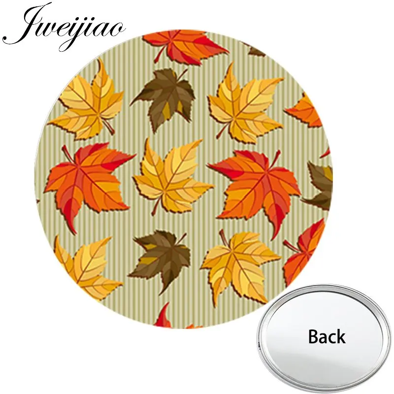 

Youhaken Colourful Maple leaves One Side Flat Pocket Mirror Compact Portable Makeup Vanity Hand Travel Purse Mirror