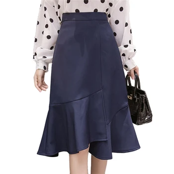 

2020 Autumn Winter Skirts Women harajuku Korean High Waist Ruffles Skirts Ladies Plus Size Asymmetrical Midi Skirt jupe femme