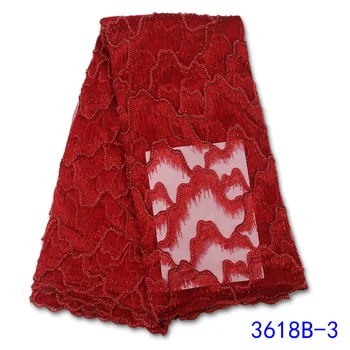 

Luxury Nigerian Tulle Lace Fabric New Design Handmade Beaded Lace Fabrics Heavy Beaded Lace Fabric For Wedding Party GD3618B-3