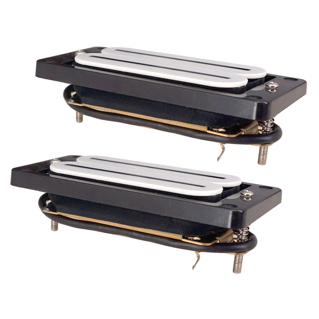 Pack of 2 Electric Guitar Dual Hot Rail Pickup Neck & Bridge White with Black Frame