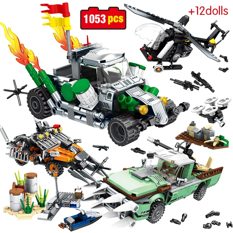 

1053pcs Military Black Hawk Troopers Building Blocks For Legoingly City Police Helicopter Car Figures Bricks Toys For Children