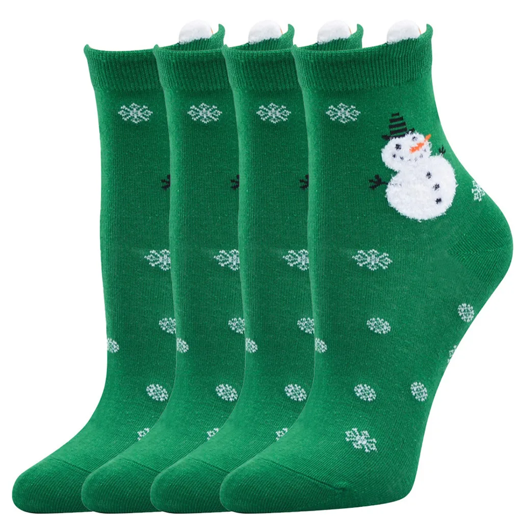 Женские носки, повседневные носки для работы и бизнеса, 3D Рождественский Санта и олень, принт, средние спортивные носки, повседневные носки с принтом, забавные носки