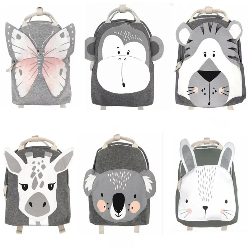 Mochila Ins para bebé de 3 a 8 años, Bolsa Escolar de estilo nórdico con dibujos de animales, bolsa de almacenamiento de juguetes para niños