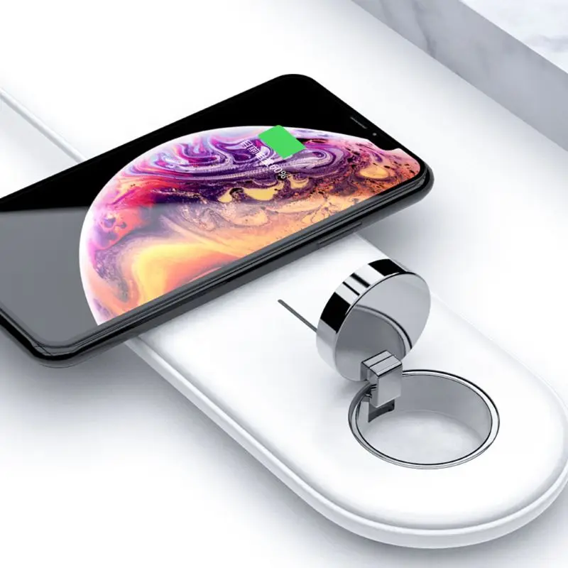 

2 IN 1 QI 10W Dual Wireless Charger Pad For iPhone X XR XS MAX 8 Plus Magnetic Wireless Charging Station For Apple Watch 4 3 2 1