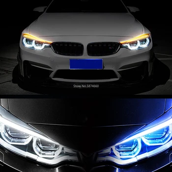 

Ultrafine DRL 30/45/60cm Daytime Running Light Flexible Soft Tube Guide Car LED Strip White blue Turn signal Yellow Waterproof