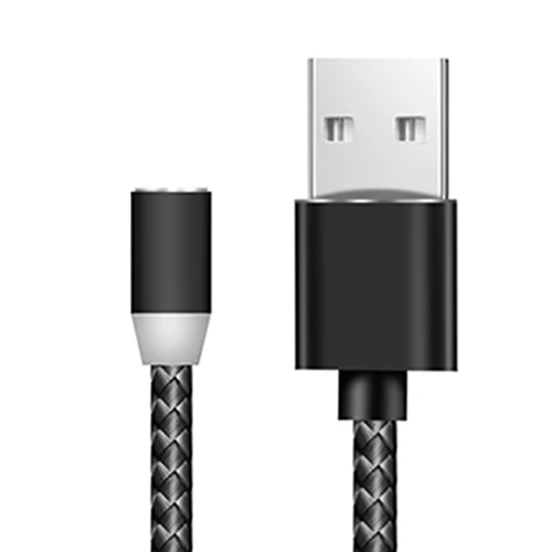 PHOMAX светодиодный магнитный USB 3 в 1 кабель для iPhone X Xs 6 и usb type C кабель и Micro USB нейлоновый Плетеный для samsung S9 Xiaomi USB C - Цвет: Black Cable no Plug