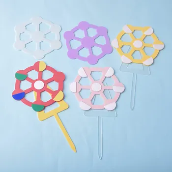 

Cake Decorations and Ornaments Amusement Park Ferris Wheel Multilayer Candy-Colored Acrylic Cake Birthday Inserts Plug-in