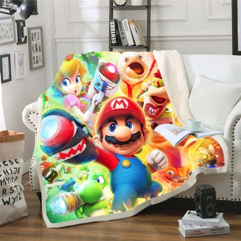 

Hoodie Blanket Plush Blanket 3D Super Mario Printed Sherpa Fleece Microfiber Blanket Gift Drop Shipping 024