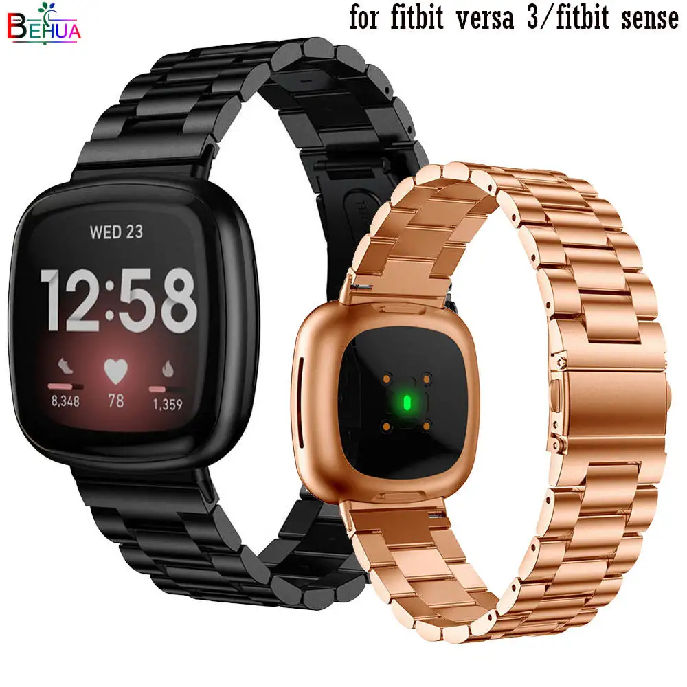 

New Arrival For Fitbit Versa 3 / sense Wristband Wrist Strap Smart Watch Band Strap Stainless Steel Watchband Replacement Band
