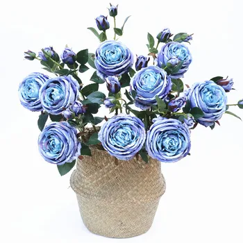 

Artificial Rose Single Stem Bud Crimping European Style Rose Blue Wedding Home Wedding Imitation Flowers