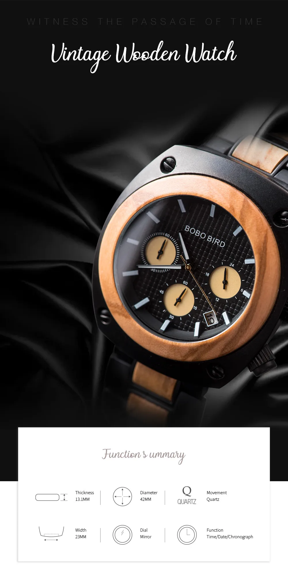 Montre homme BOBO BIRD Зебра деревянные часы мужские Хронограф Дата показать кварцевые наручные часы мужские секундомер V-T08 в подарочной коробке