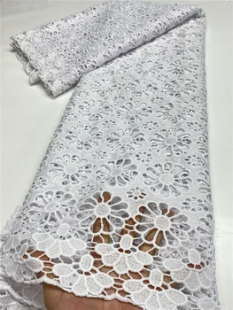 

XIYA Pure White African Lace Fabric 2020 High Quality Lace Water Soluble Nigerian Guipure Cord Lace With Stones Sewing QF3571B-2
